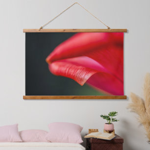 Tapiz Con Marco De Madera Foto macro acercamiento de pétalo de tulipán rojo