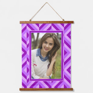 Tapiz Con Marco De Madera Foto Patrón de Diamante de Tres Tonos Morado