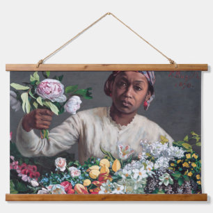 Tapiz Con Marco De Madera Frederic Bazille - Joven mujer con peonías