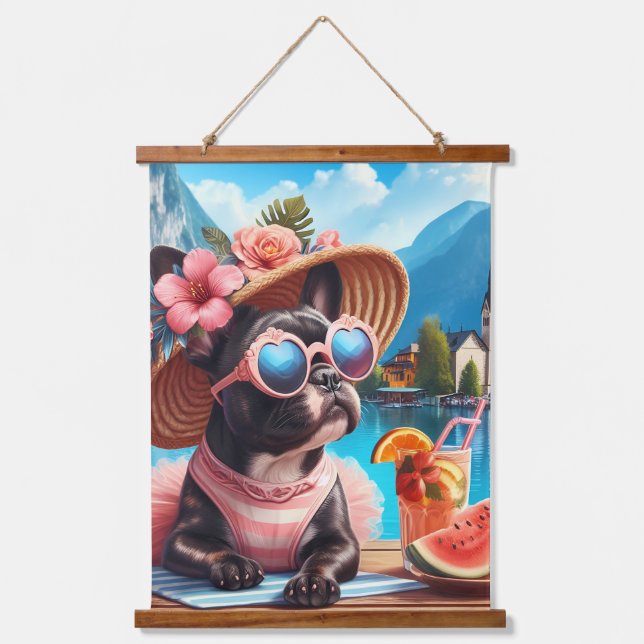 Tapiz Con Marco De Madera Frenchie en Hallstatt (Anverso)