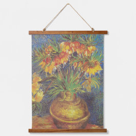 Tapiz Con Marco De Madera Fritillarios vintage de Van Gogh en una bolsa de c