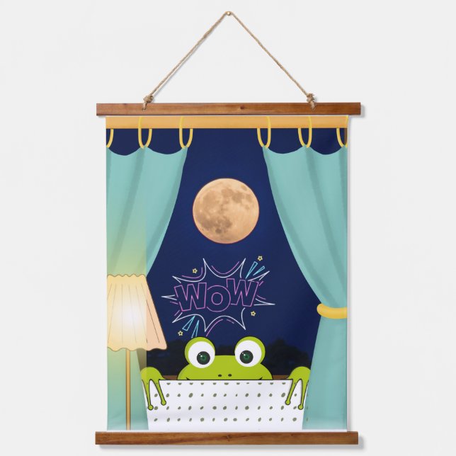 Tapiz Con Marco De Madera Frog Funny Sorprendidos Ojos (Anverso)