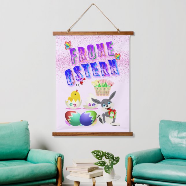 Tapiz Con Marco De Madera Frohe Ostern (Sala de estar)