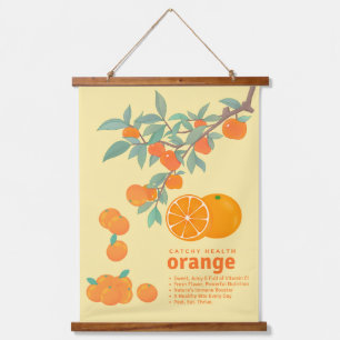 Tapiz Con Marco De Madera Fruta Naranja Educativa Alimentación Saludable Coc