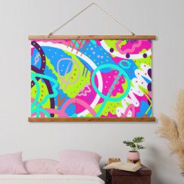 Tapiz Con Marco De Madera Funky Colorful Pop Art