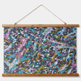 Tapiz Con Marco De Madera Funky Splatter Art on Black