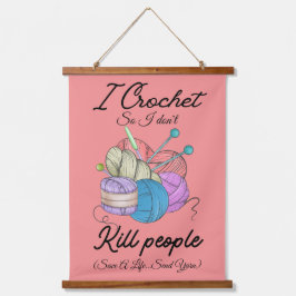 Tapiz Con Marco De Madera Funny I Crochet Save A Life Yarn Art