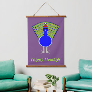 Tapiz Con Marco De Madera Funny Navidades Peacock Personalizado