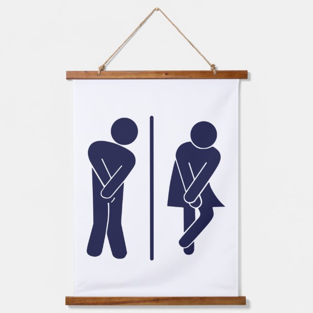 Tapiz Con Marco De Madera Funny Rótulo de baño Unisex (Anverso)