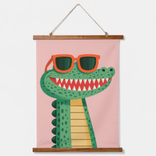 Tapiz Con Marco De Madera Gafas de sol divertidas de cocodrilo Animal de dib