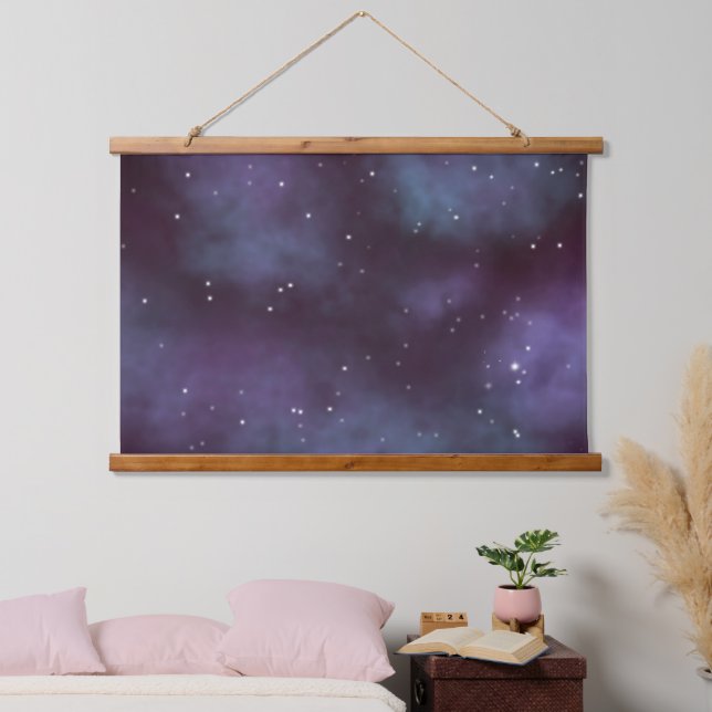 Tapiz Con Marco De Madera Galaxia Mystical Dusty Violet (Dormitorio)