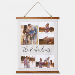 Tapiz Con Marco De Madera Galería fotográfica de cinco personas con tapiz de