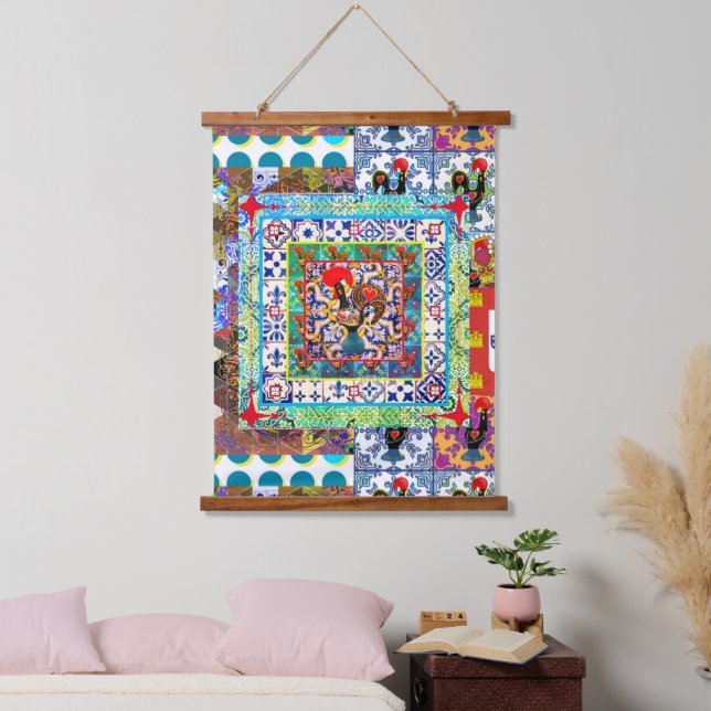 Tapiz Con Marco De Madera Galo de Barcelos, Portugal (Dormitorio)