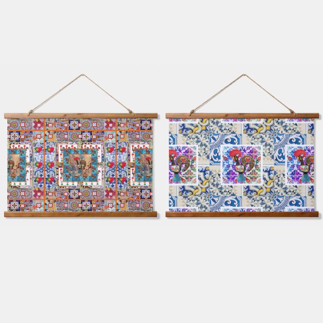 Tapiz Con Marco De Madera Galo de Barcelos, Portugal (Doble)