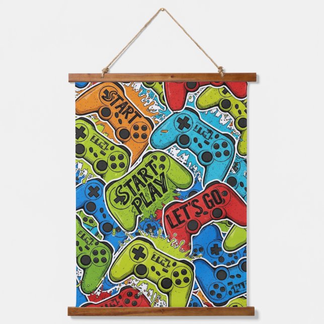 Tapiz Con Marco De Madera Gamer Pattern (Anverso)