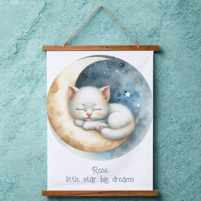 Tapiz Con Marco De Madera Gatito y luna (Subido por el creador)