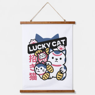 Tapiz Con Marco De Madera Gato Afortunado Maneki Neko – Gato de la Fortuna J