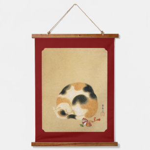 Tapiz Con Marco De Madera Gato calico japonés, Hanabusa Itchō