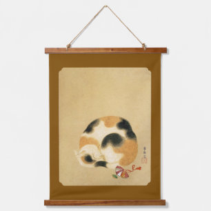 Tapiz Con Marco De Madera Gato calico japonés, Hanabusa Itchō