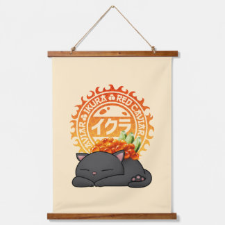 Tapiz Con Marco De Madera Gato de Sushi Ikura Salmon Roe