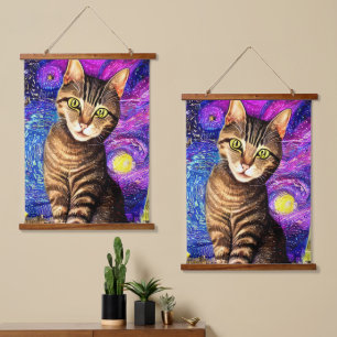Tapiz Con Marco De Madera Gato Elegante Abstract Aircel