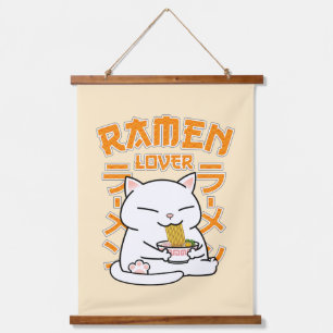 Tapiz Con Marco De Madera Gato japonés Ramen Ramen Lover