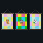 Tapiz Con Marco De Madera Gato Kawaii de arte pop con té Boba, Ramen y artes<br><div class="desc">Si te gusta el té de burbujas,  los fideos de Ramen y la elaboración,  coser o tejer,  ¡entonces este es un lindo trío de arte para ti!</div>