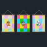 Tapiz Con Marco De Madera Gato Kawaii de arte pop con té Boba, Ramen y artes<br><div class="desc">Si te gusta el té de burbujas,  los fideos de Ramen y la elaboración,  coser o tejer,  ¡entonces este es un lindo trío de arte para ti!</div>