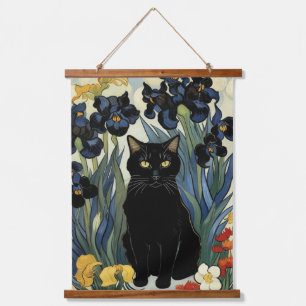 Tapiz Con Marco De Madera Gato negro con irlandeses