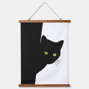 Tapiz Con Marco De Madera Gato negro de ojos verdes