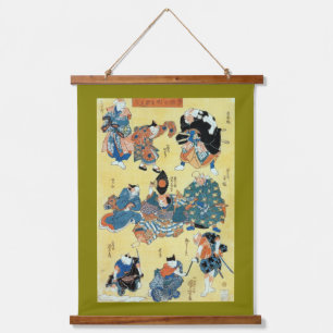 Tapiz Con Marco De Madera Gatos actores de Kabuki, Kuniyoshi, Ukiyoe
