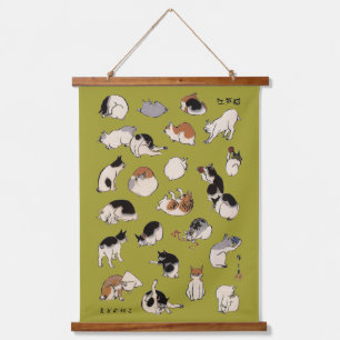 Tapiz Con Marco De Madera Gatos japoneses, Hiroshige, Ukiyo-e