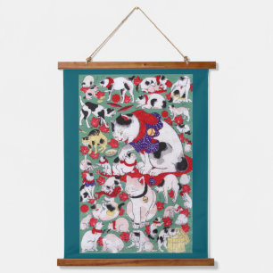 Tapiz Con Marco De Madera Gatos Japoneses, Ukiyo-e