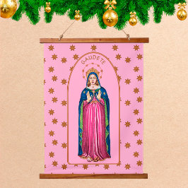 Tapiz Con Marco De Madera Gaudete! (Rejoice!) with Standing BVM Advent