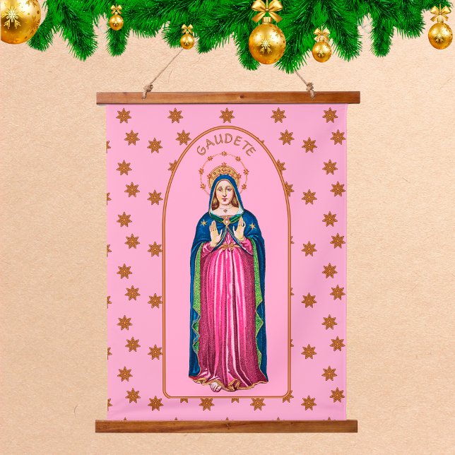 Tapiz Con Marco De Madera Gaudete! (Rejoice!) with Standing BVM Advent (Subido por el creador)