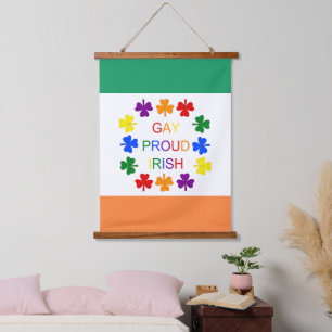 Tapiz Con Marco De Madera Gay Proud Irlandés LGBT Rainbow Shamrock