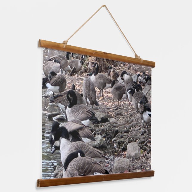 Tapiz Con Marco De Madera Geese in the Park Wood Topped Wall Tapestry (Angular)