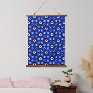 Tapiz Con Marco De Madera Geometría de puntos azules místicos