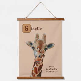 Tapiz Con Marco De Madera Giraffe das Safari Tier Aquarell 