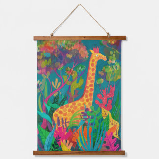 Tapiz Con Marco De Madera Giraffe Tapestry