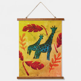 Tapiz Con Marco De Madera Giraffes Journeting Artwork