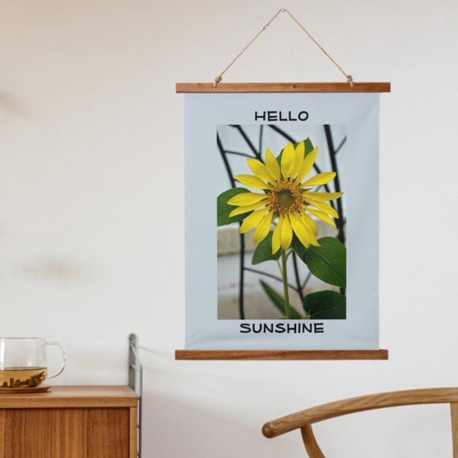 Tapiz Con Marco De Madera Girasol Amarillo Hola Sol Azul Pálido (Subido por el creador)