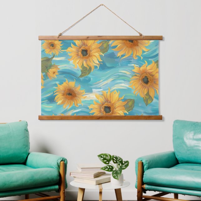 Tapiz Con Marco De Madera Girasoles (Sala de estar)