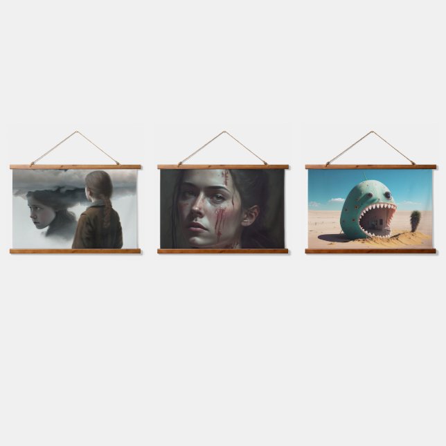 Tapiz Con Marco De Madera Girl with clouds (Triple)