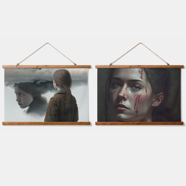 Tapiz Con Marco De Madera Girl with clouds (Doble)