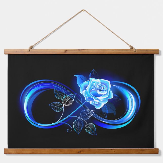 Tapiz Con Marco De Madera Glowing infinity with blue rose (Anverso )