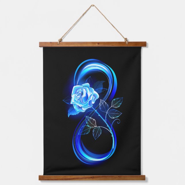 Tapiz Con Marco De Madera Glowing infinity with blue rose (Anverso)