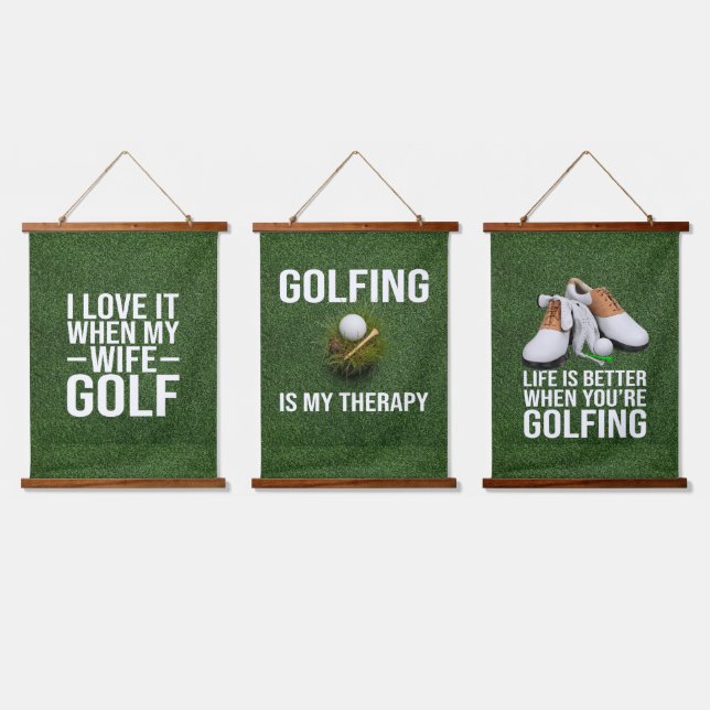 Tapiz Con Marco De Madera Gol Funny Citas para Golfer (Triple)
