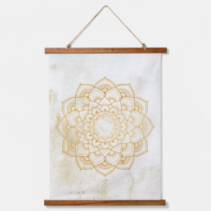 Tapiz Con Marco De Madera Golden Earthy Mandala