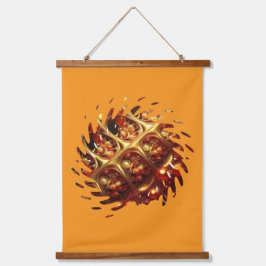 Tapiz Con Marco De Madera Golden Mandelbrot - Girando sobre